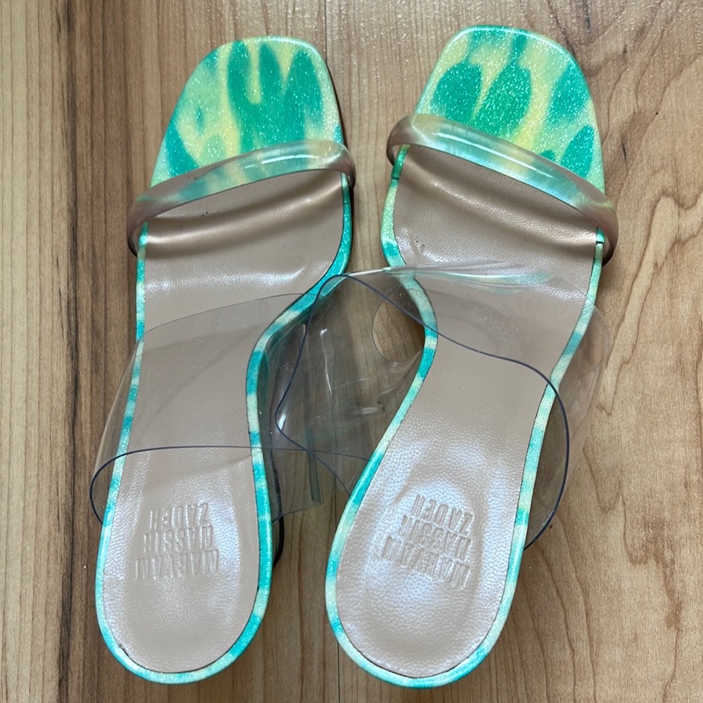 MNZ olympia wedge aqua leopard style. Rare find - Picture 1 of 4
